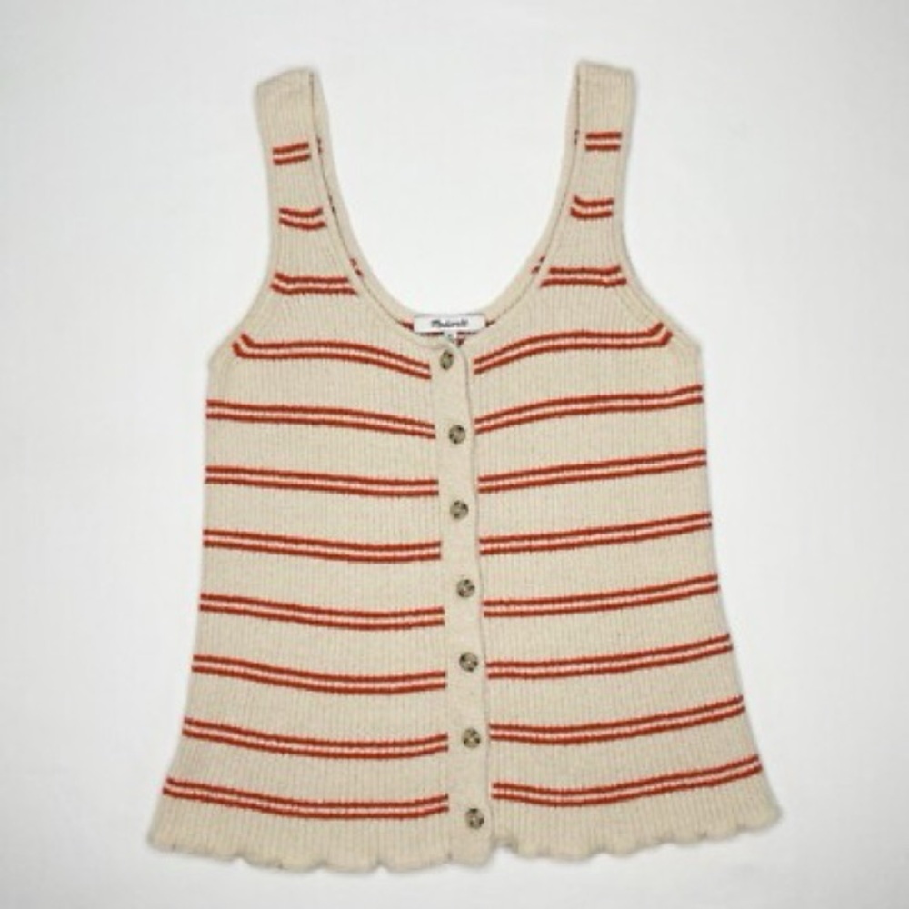 Madewell Cream Tank with Rust Stripe